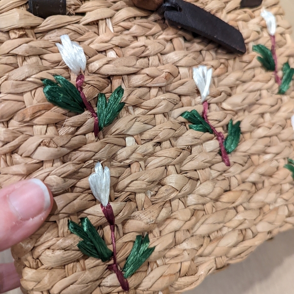 Esprit Woven Mini Straw Bag with Brown Handles - Picture 5 of 12